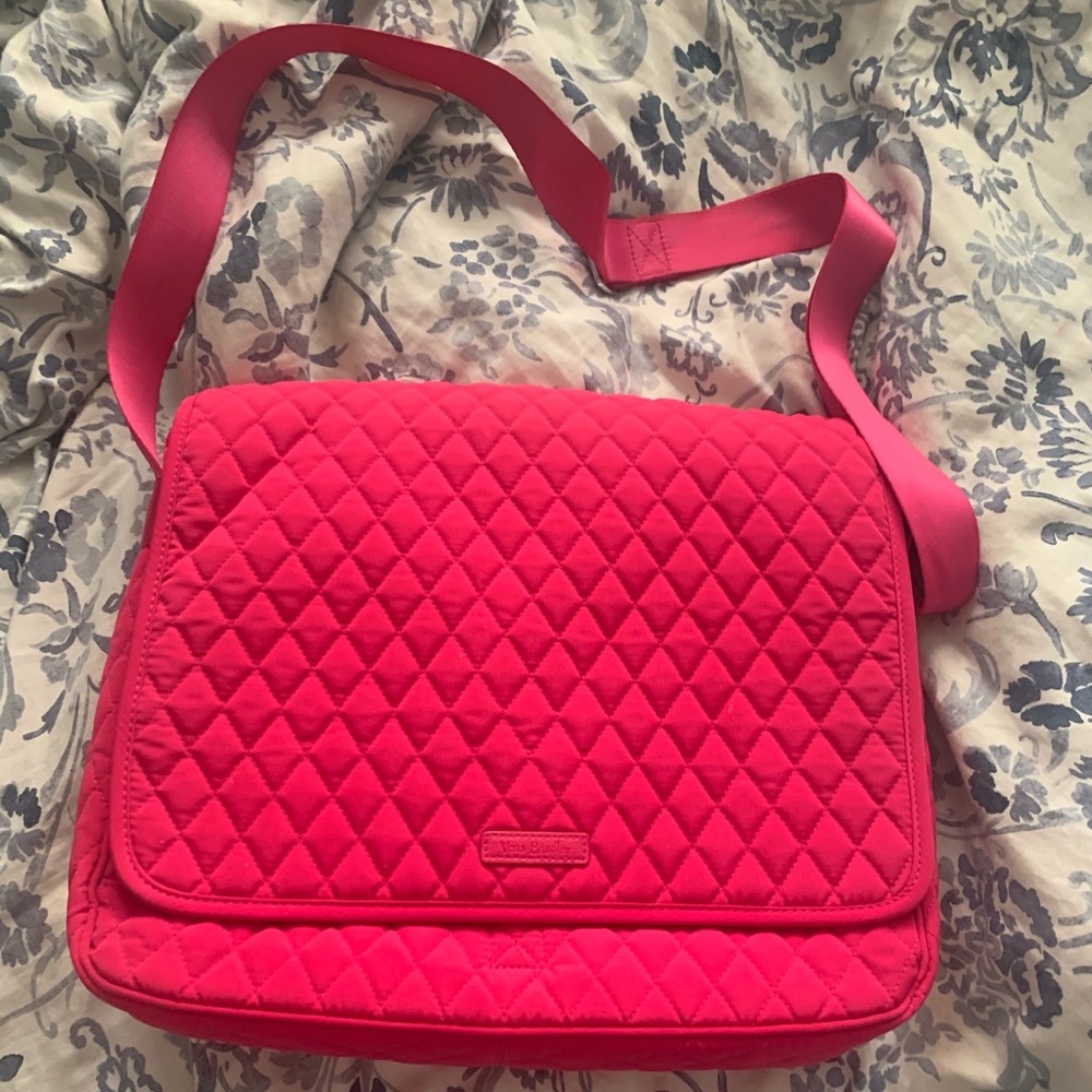 Vera Bradley Fuschia Laptop Messenger Bag